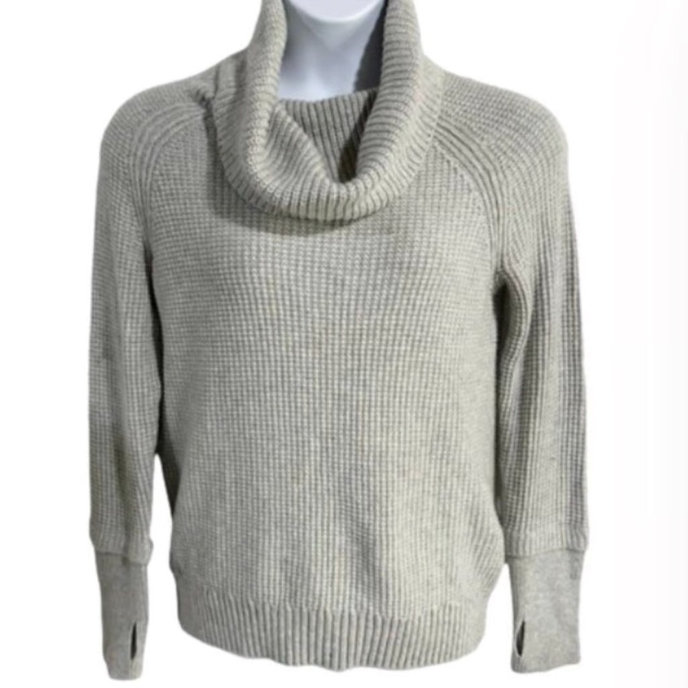 market&spruce cowl waffle grey turtleneck, size small